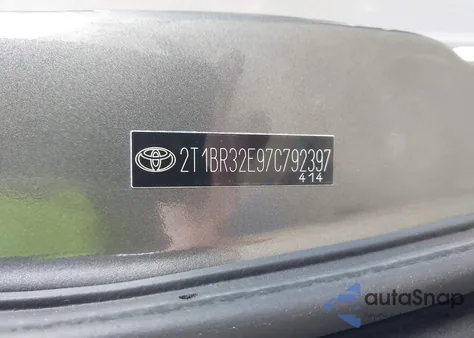 2007 Toyota Corolla Le z USA, uszkodzony, nr VIN 2T1BR32E97C792397